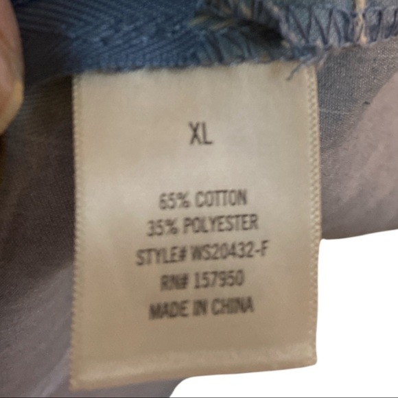 Harper High Neck Tank Top Chambray Embroidered Blue Floral Embroidery Size XL - Picture 10 of 11